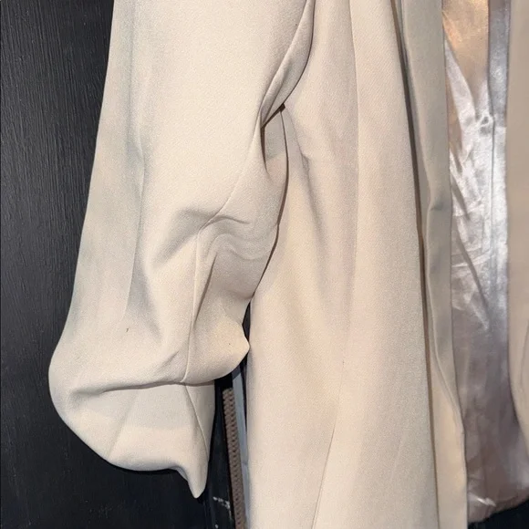 ZENANA WOVEN 3/4 RUCHED SLEEVE OPEN FRONT CLASSIC BLAZER - Picture 4 of 13